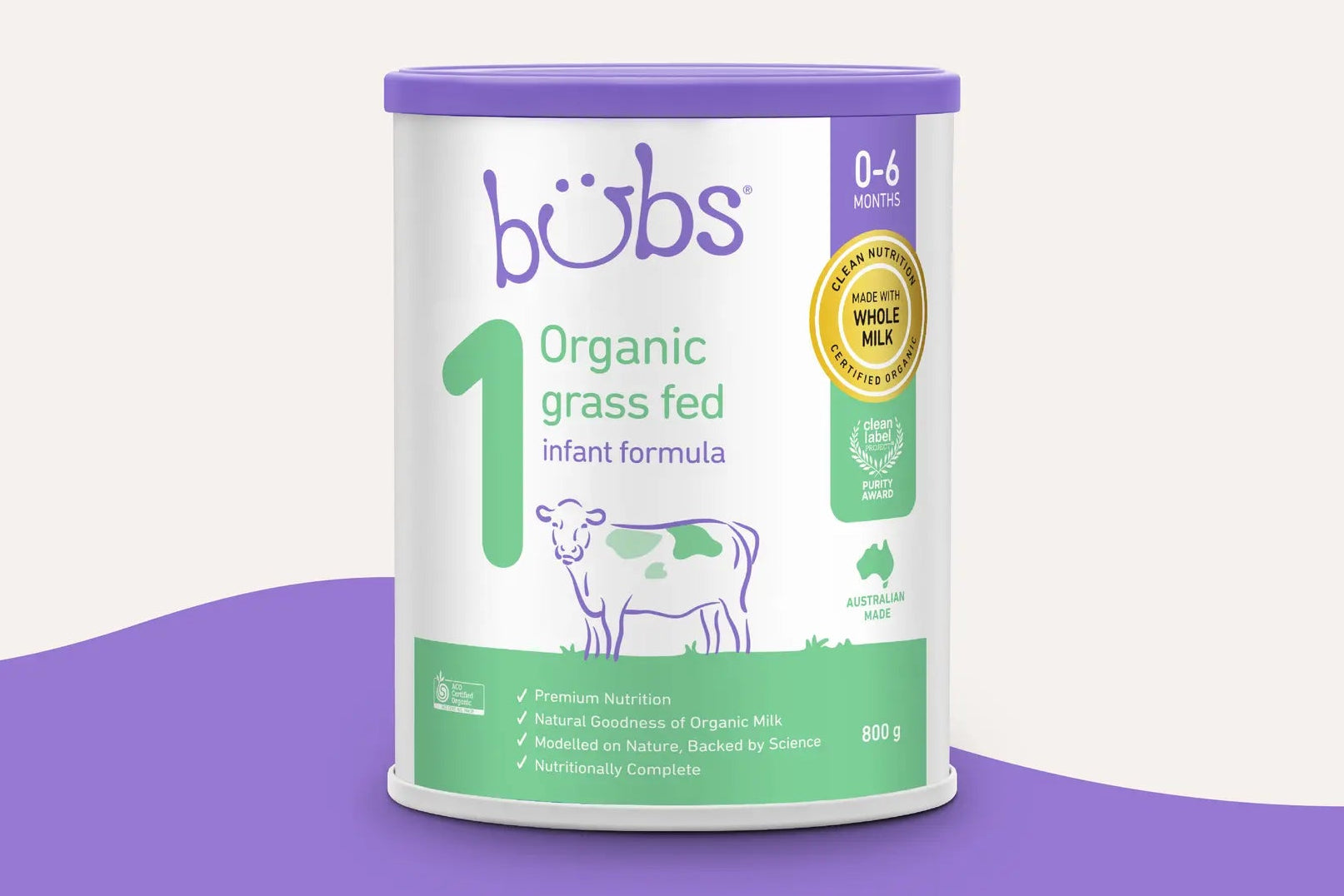 Bubs Organic infant formula packaging
